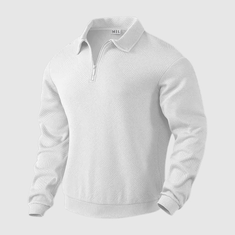 Textured half-zip polo sweater