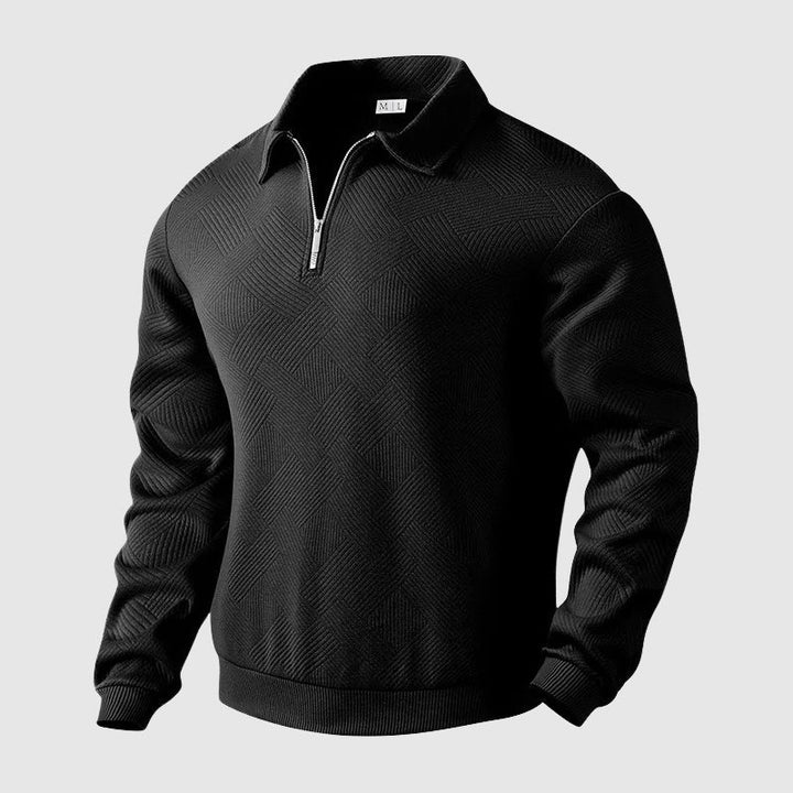 Textured half-zip polo sweater