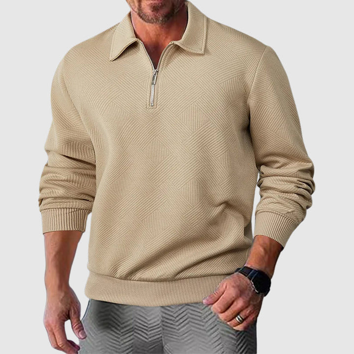 Textured half-zip polo sweater