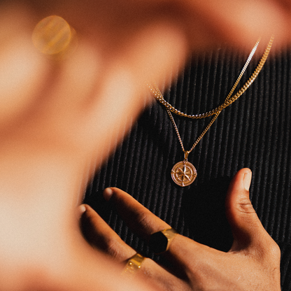 Compass Pendant Necklace - 18K Gold Plated
