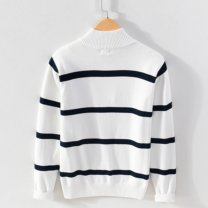 Striped Half-Zip Knit Sweater