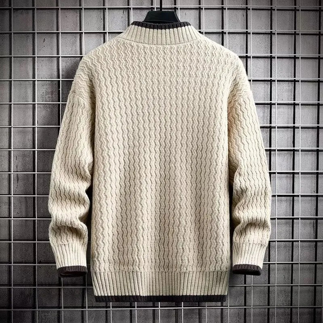 Wavy Textured Knit Men’s Sweater