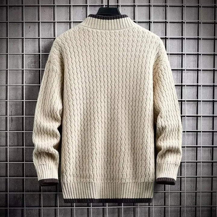 Wavy Textured Knit Men’s Sweater