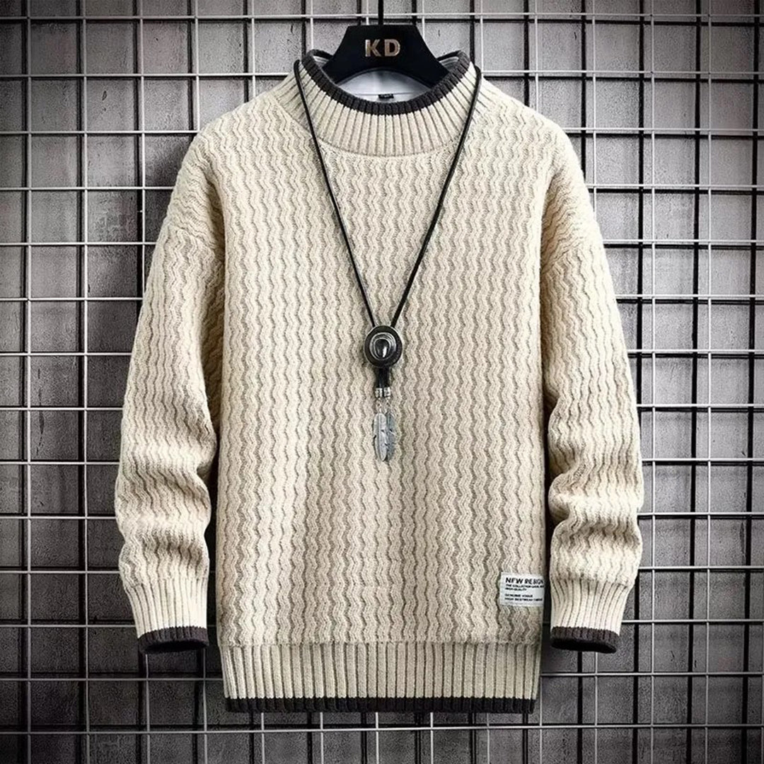 Wavy Textured Knit Men’s Sweater