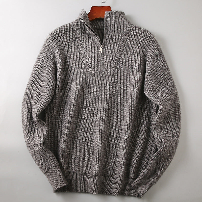 Ribbed Knit Half-Zip Sweater