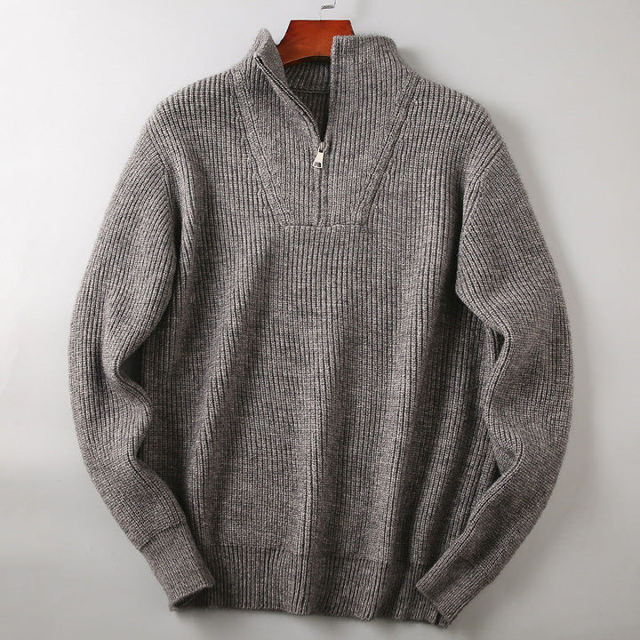 Ribbed Knit Half-Zip Sweater