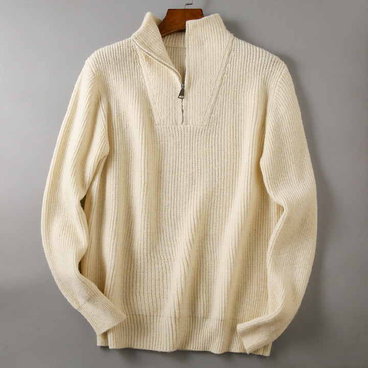 Ribbed Knit Half-Zip Sweater