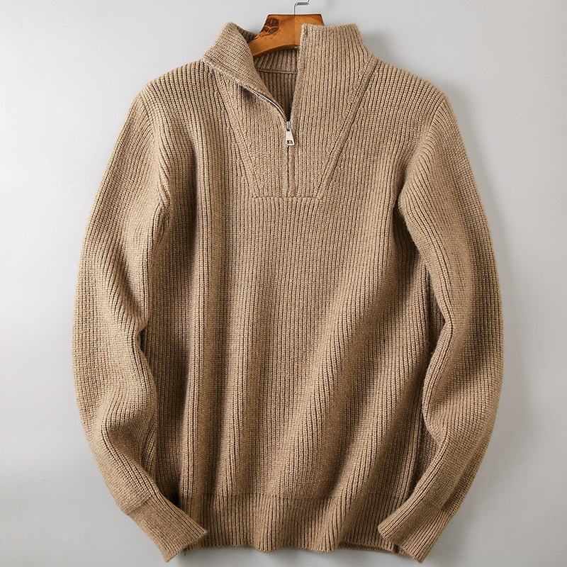 Ribbed Knit Half-Zip Sweater