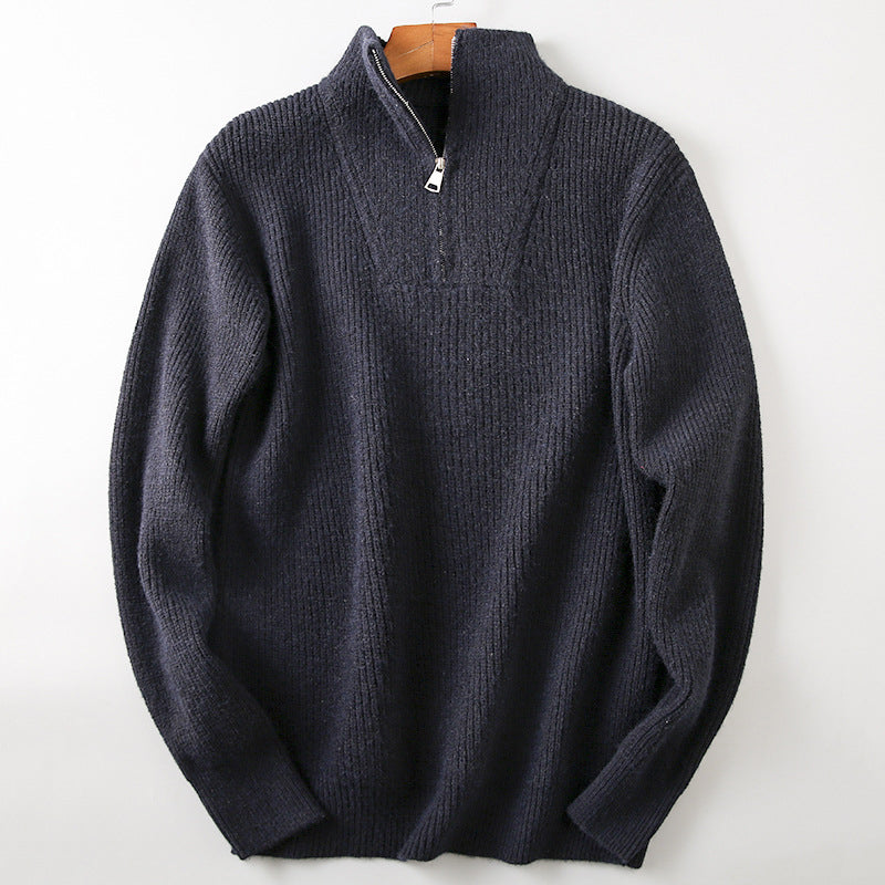 Ribbed Knit Half-Zip Sweater