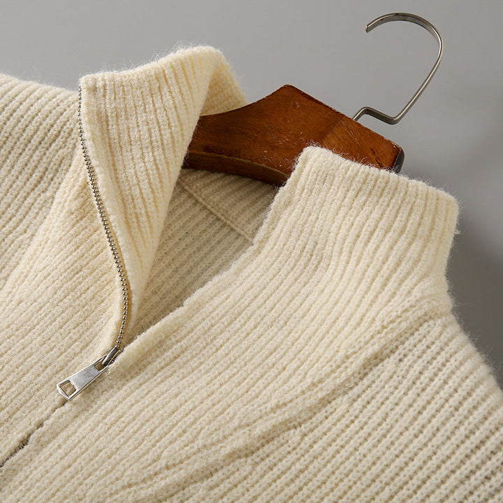 Ribbed Knit Half-Zip Sweater