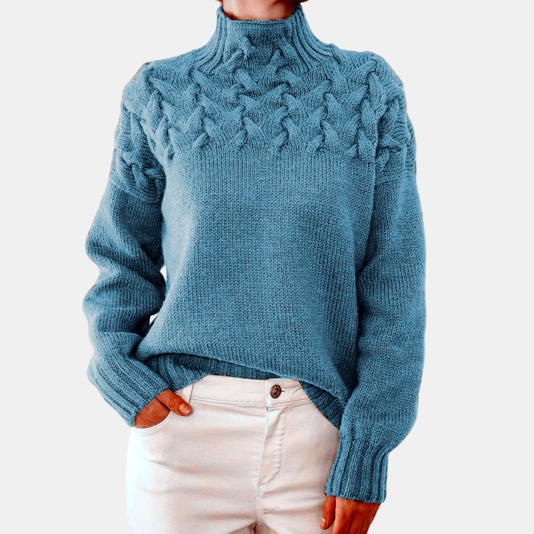 Romaine | Turtleneck Braided Knit Sweater