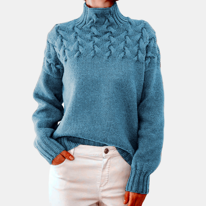 Romaine | Turtleneck Braided Knit Sweater