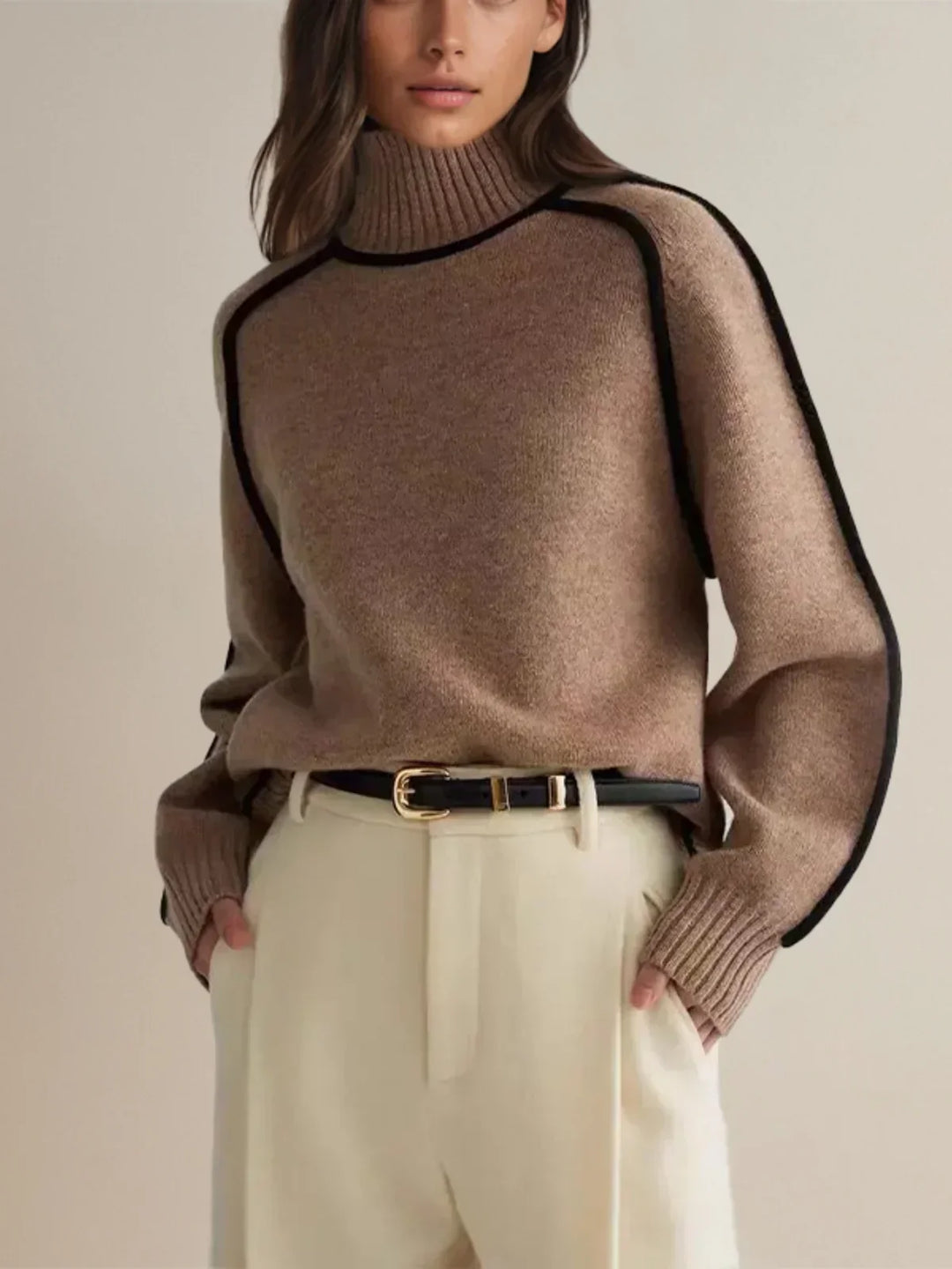 Alara | Contrast Trim Turtleneck Sweater