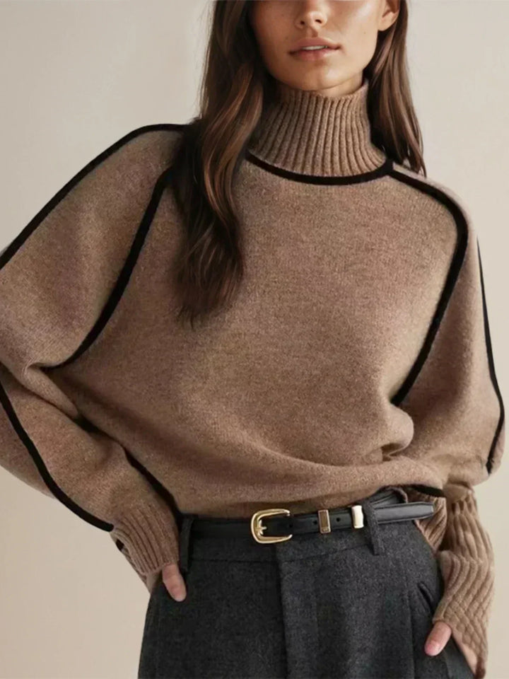 Alara | Contrast Trim Turtleneck Sweater