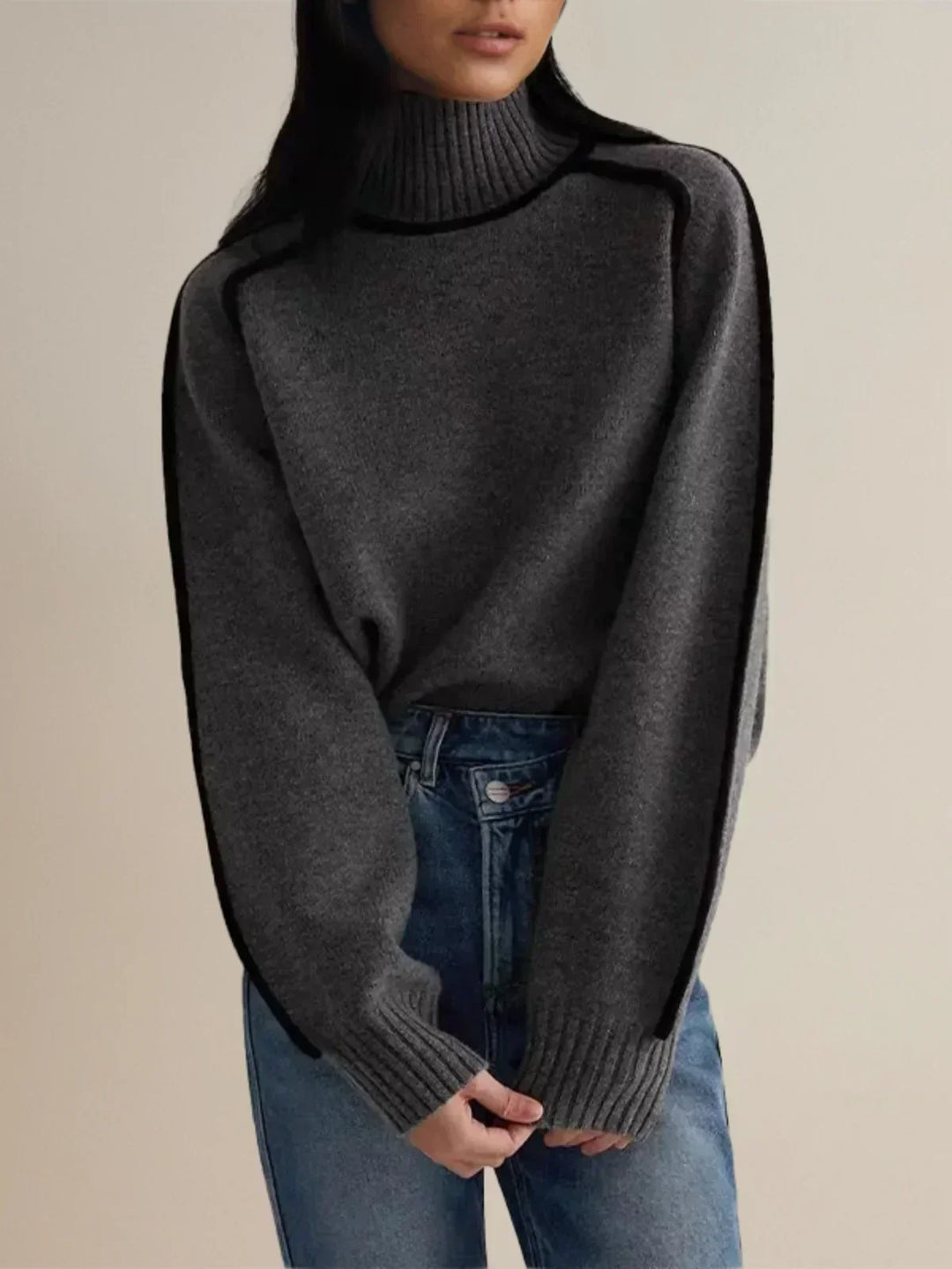 Alara | Contrast Trim Turtleneck Sweater