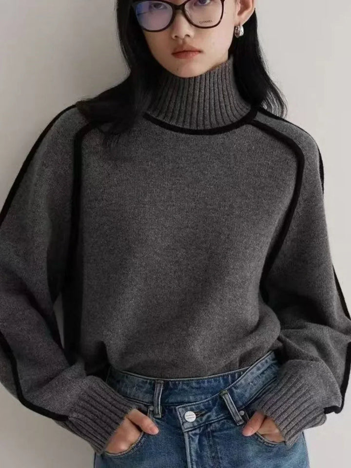 Alara | Contrast Trim Turtleneck Sweater