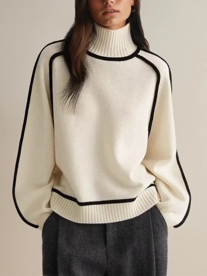 Alara | Contrast Trim Turtleneck Sweater