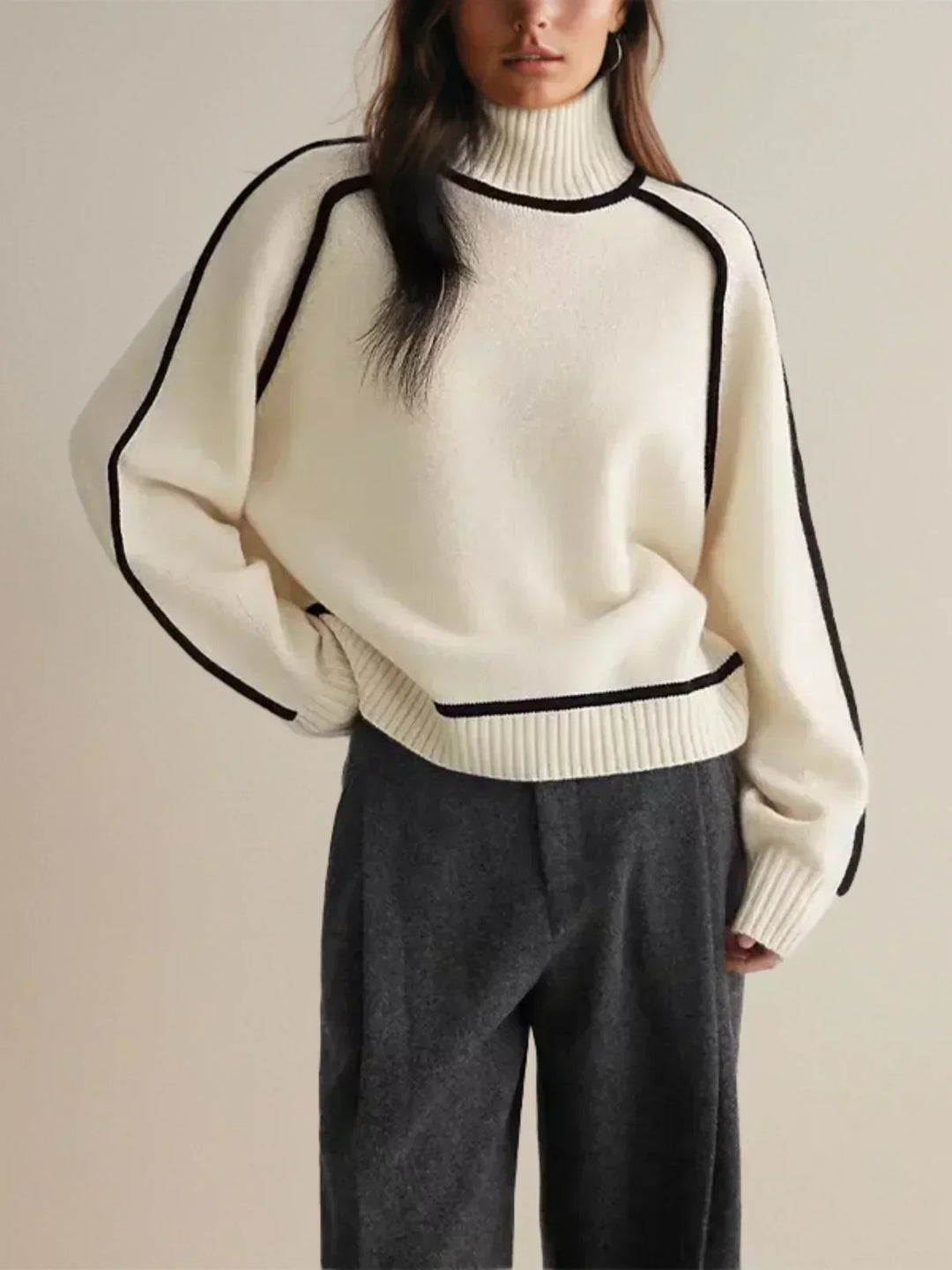 Alara | Contrast Trim Turtleneck Sweater