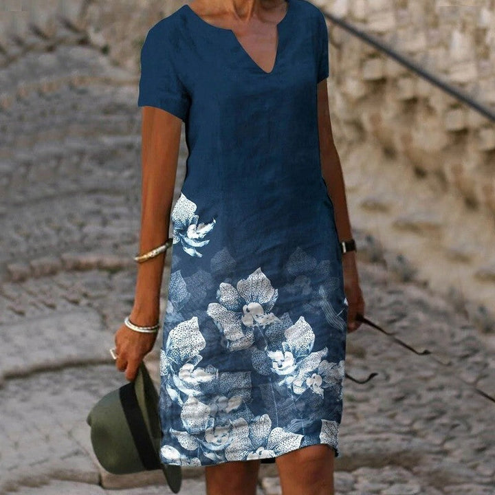 Women’s V-Neck Floral Print Dress