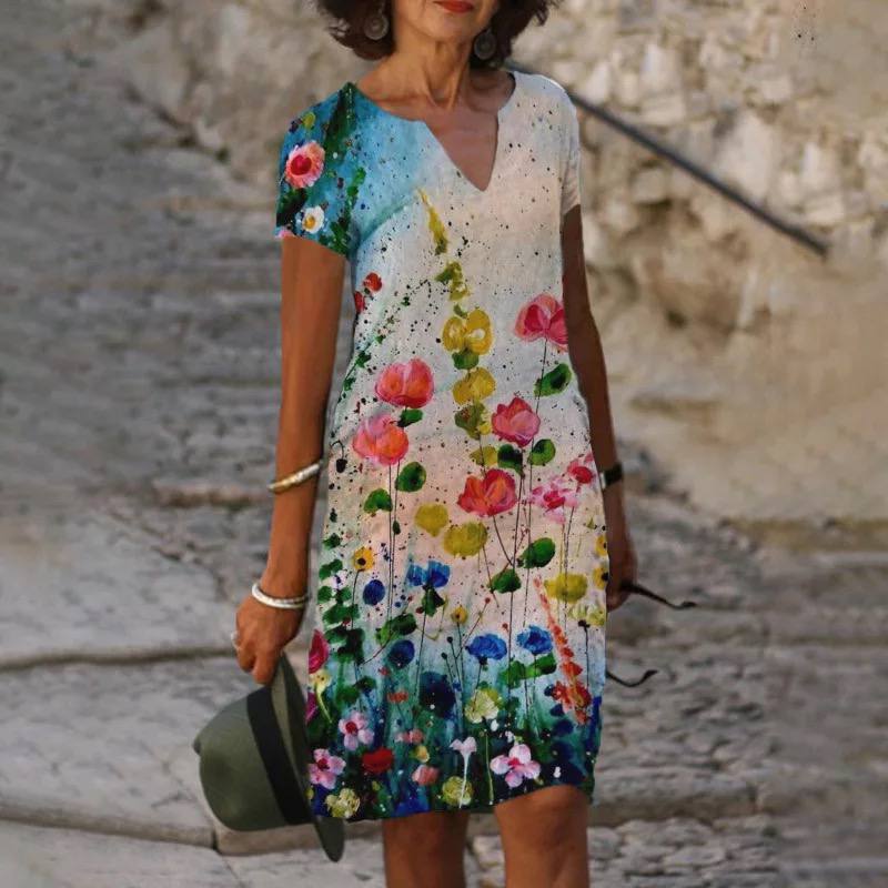 Women’s V-Neck Floral Print Dress