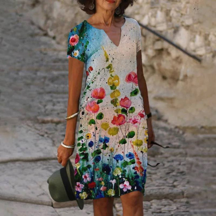 Women’s V-Neck Floral Print Dress