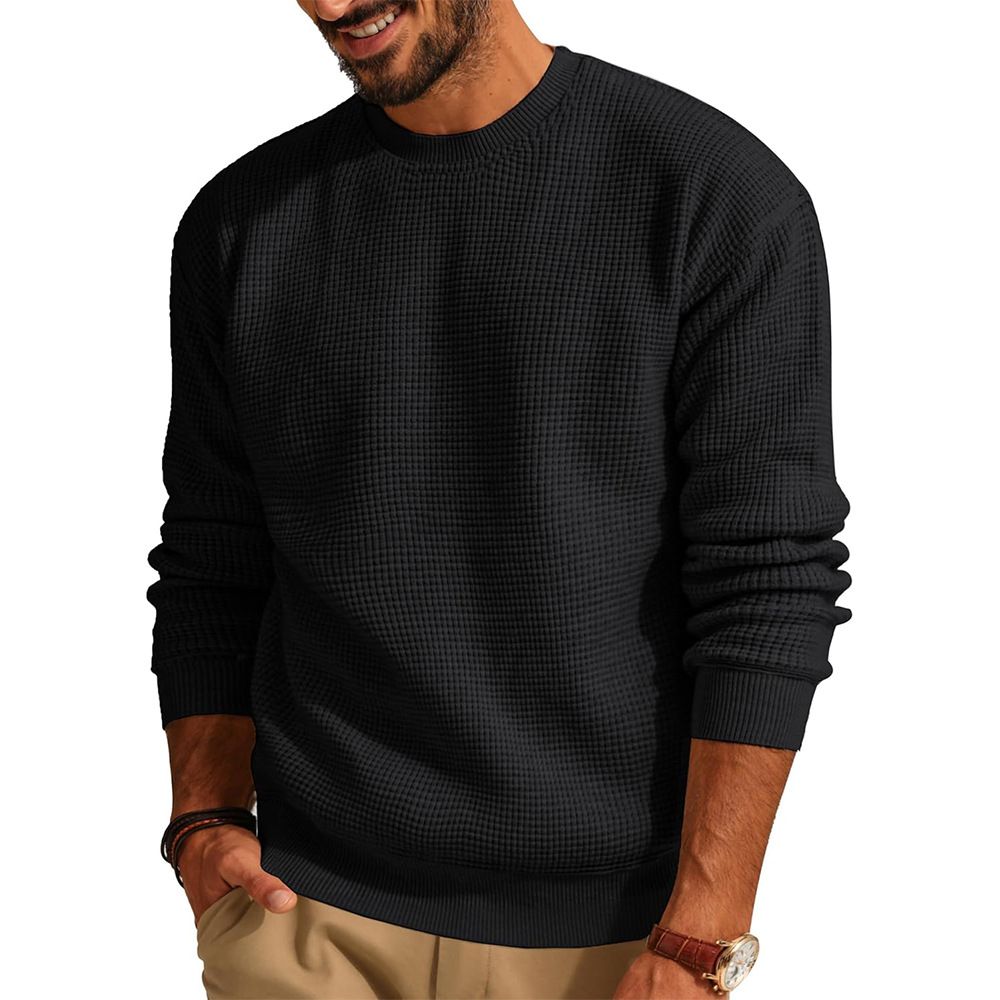 Waffle Knit Crewneck Sweater