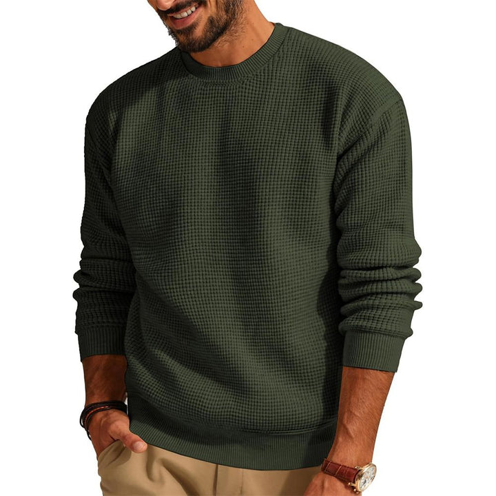 Waffle Knit Crewneck Sweater