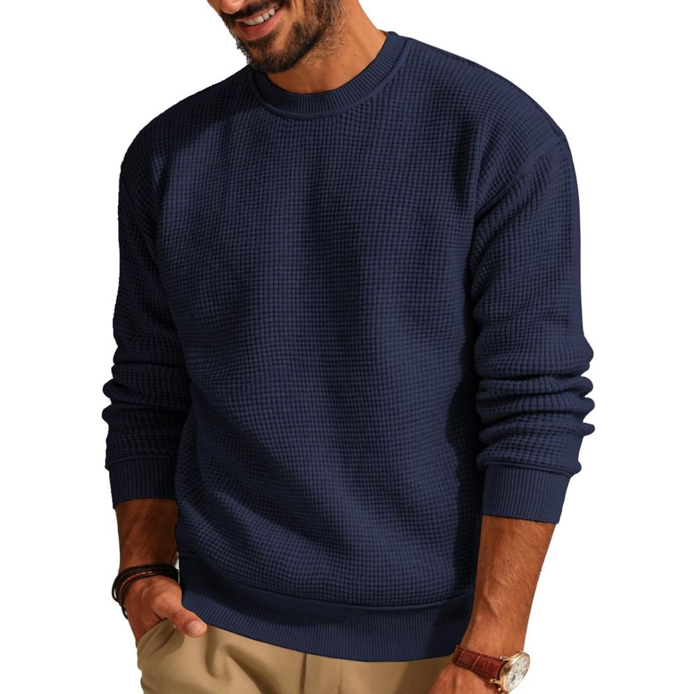 Waffle Knit Crewneck Sweater