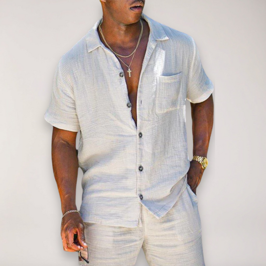 Ronan | Men’s Camp Collar Shirt & Shorts Resort Set
