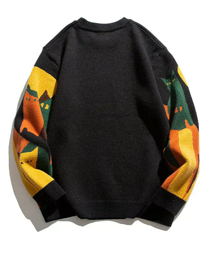 Graphic Cat Print Men’s Sweater