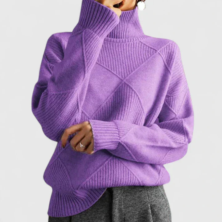 Elowen | Diamond-Knit Turtleneck Sweater