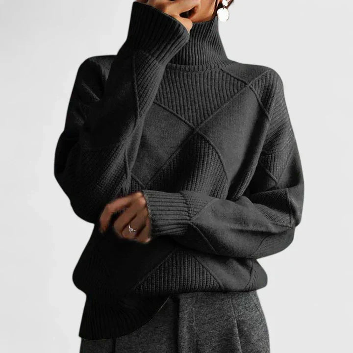 Elowen | Diamond-Knit Turtleneck Sweater