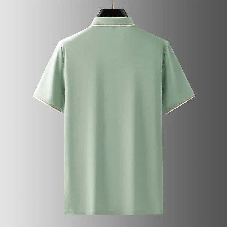 Lukas | Men’s Piqué Buttonless Johnny-Collar Polo with Contrast Tipping