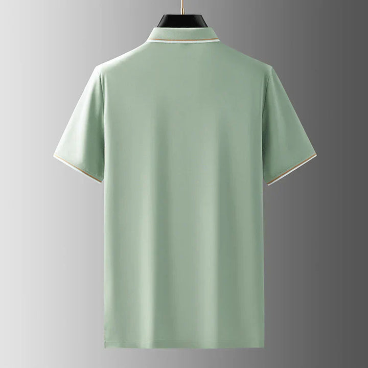Lukas | Men’s Piqué Buttonless Johnny-Collar Polo with Contrast Tipping