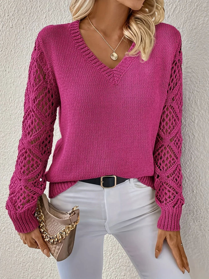 Lena | Crochet Sleeve Knit Sweater