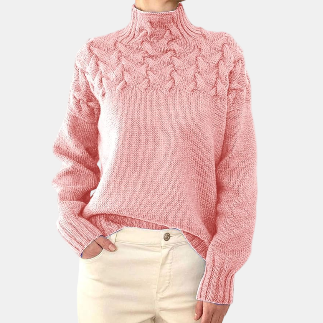 Romaine | Turtleneck Braided Knit Sweater