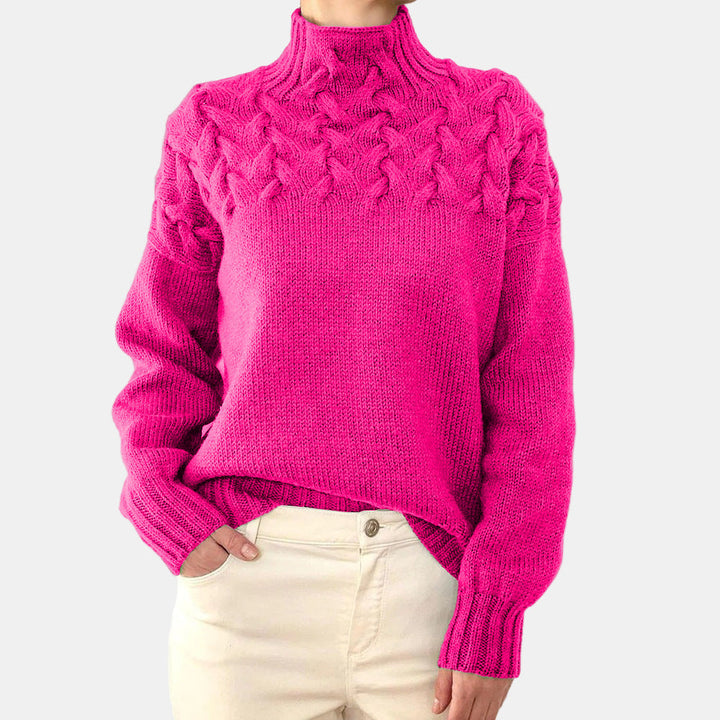 Romaine | Turtleneck Braided Knit Sweater