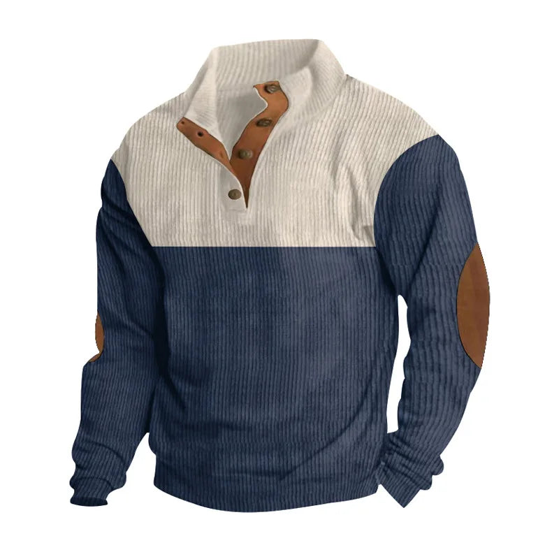 Two-Tone Button-Up Men’s Sweater
