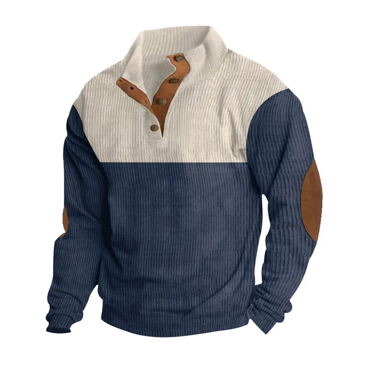 Two-Tone Button-Up Men’s Sweater