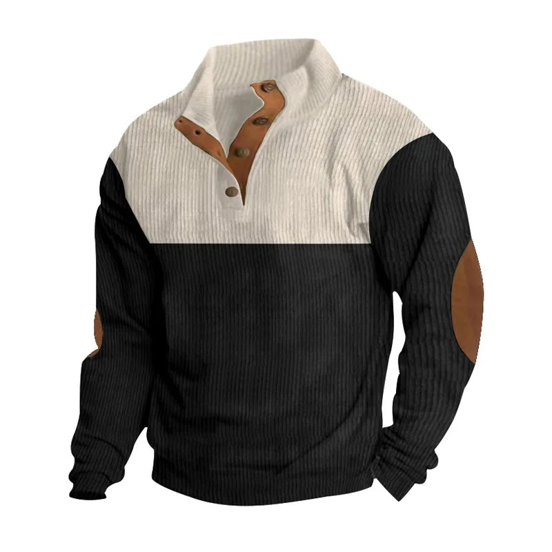 Two-Tone Button-Up Men’s Sweater
