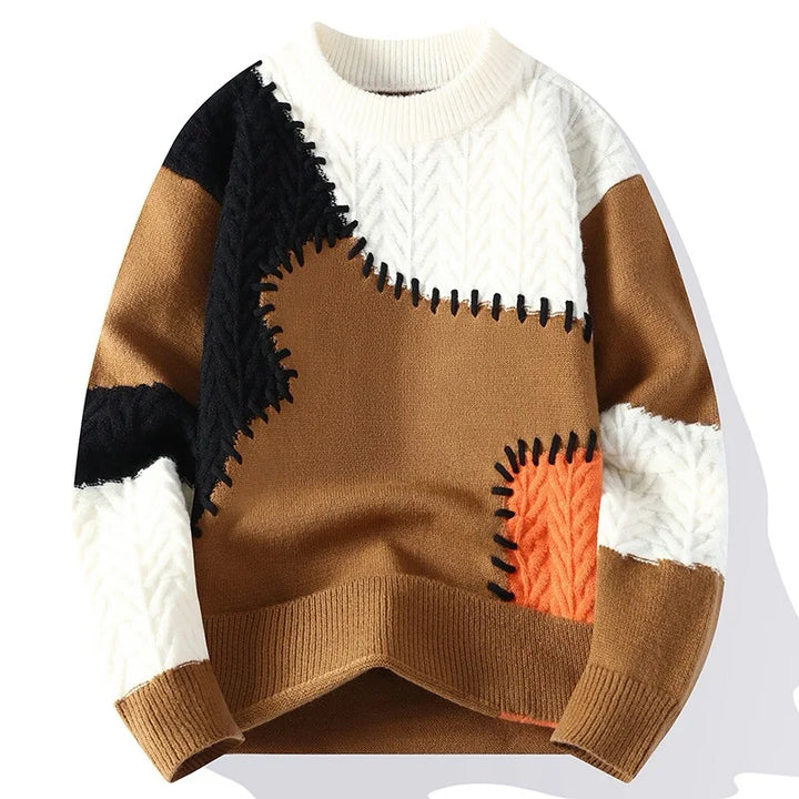 Color-Block Patchwork Men’s Sweater