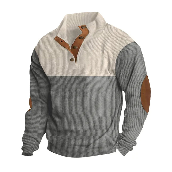 Two-Tone Button-Up Men’s Sweater