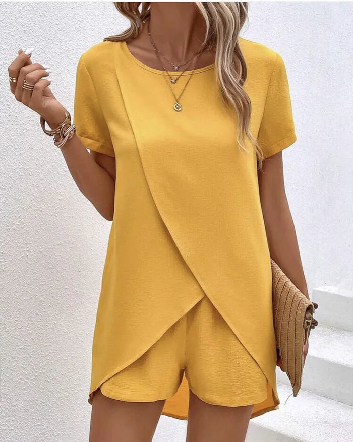 Elaine | Women’s Layered Top & Shorts Co-ord Set