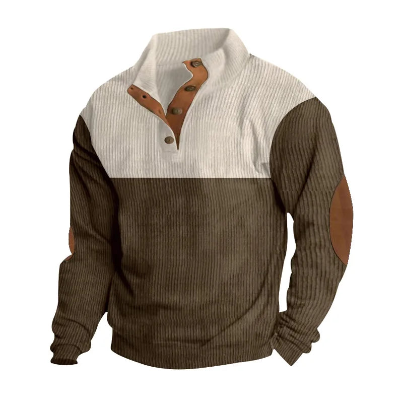 Two-Tone Button-Up Men’s Sweater