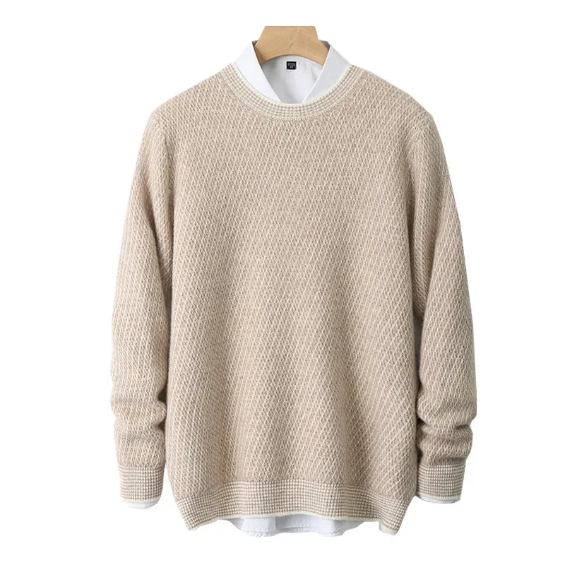 Textured Crewneck Knit Sweater