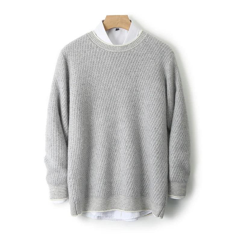 Textured Crewneck Knit Sweater