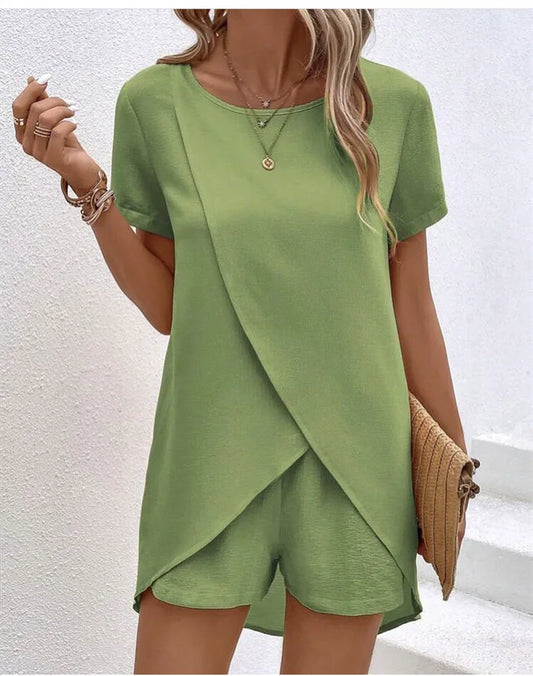 Elaine | Women’s Layered Top & Shorts Co-ord Set