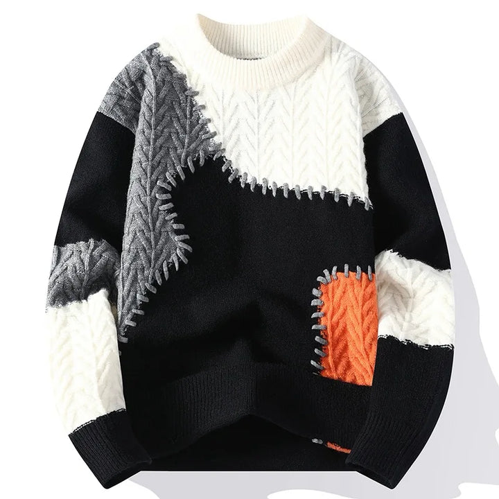 Color-Block Patchwork Men’s Sweater