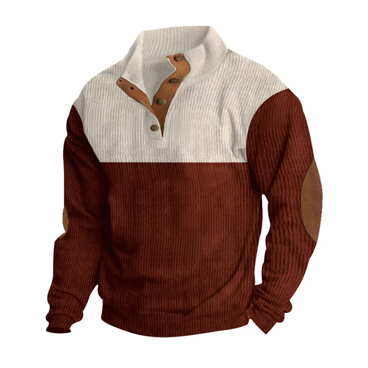 Two-Tone Button-Up Men’s Sweater