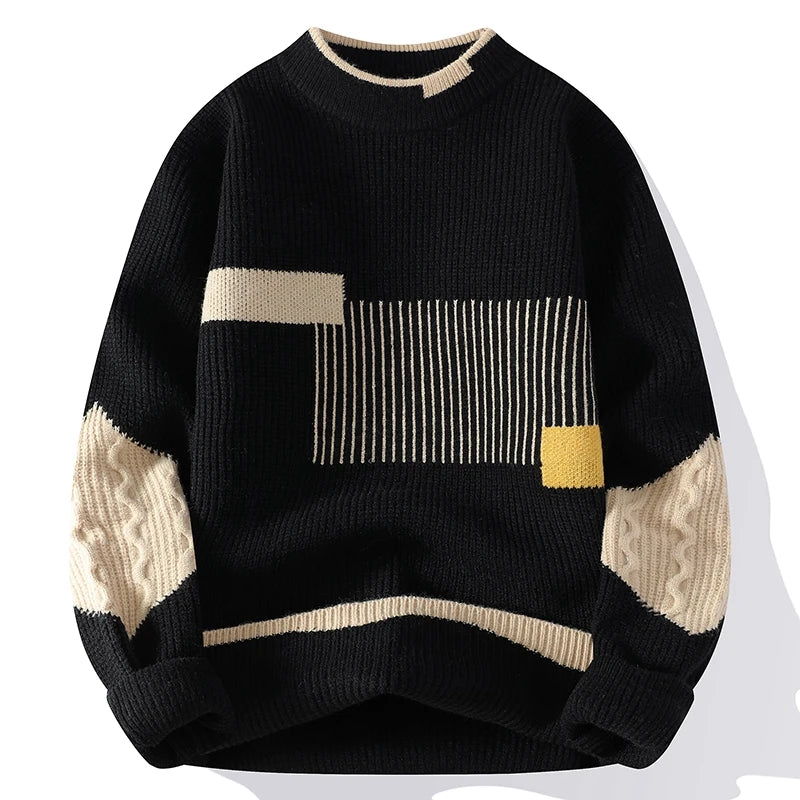 Geometric Pattern Men’s Knit Sweater